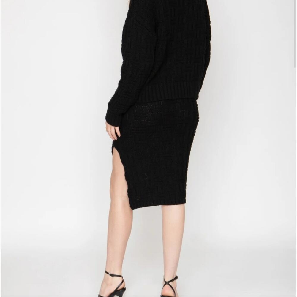 Callahan Revolve "Tony" Chunky Basketweave Knit Midi Skirt Slit NWT Large - Picture 4 of 13